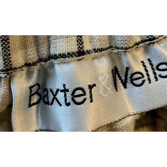 Baxter Wells Neutral Plaid Pattern Linen Blend Pants Sz 10 Preppy Light Academia - Picture 13 of 15